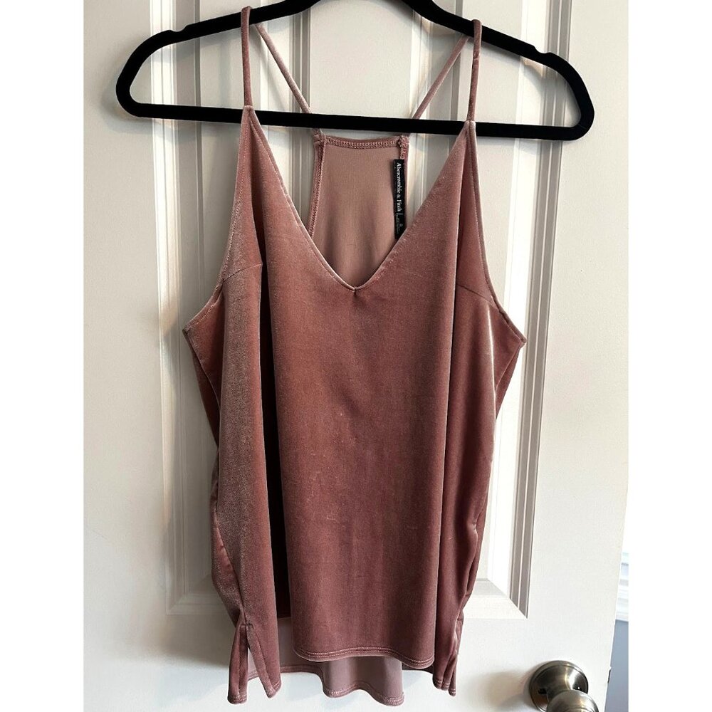 Abercrombie & Fitch Mauve/Pink Crushed Velvet Tank Top Cami, Size Small